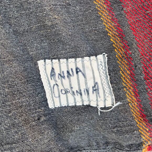 Vintage Poncho Cape Striped Finnish Textile Rug Bohemian decor - Picture 8 of 13